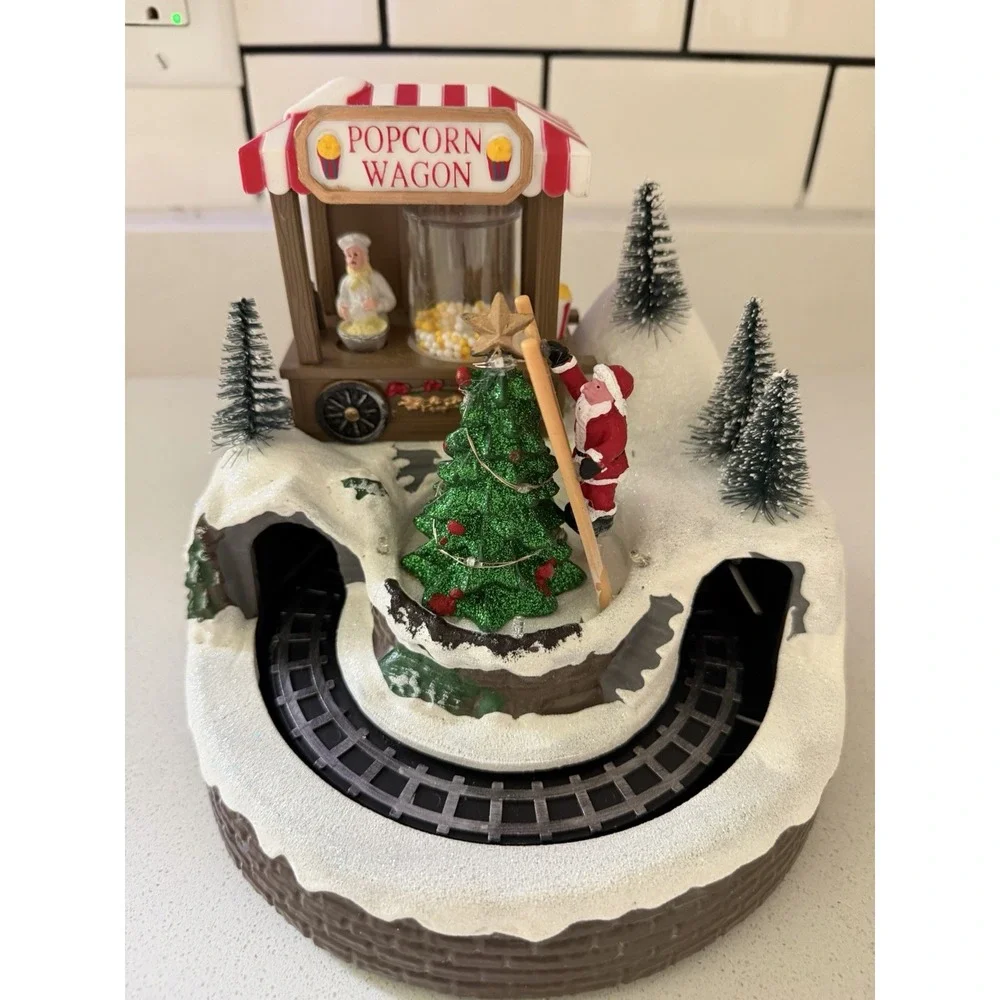 Christmas Village Houses Popcorn Wagon House Village with Music and Led Lights